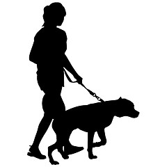 Image showing Silhouette of people and dog. illustration.