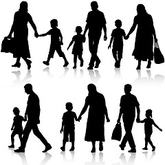 Image showing Black silhouettes Family on white background. 