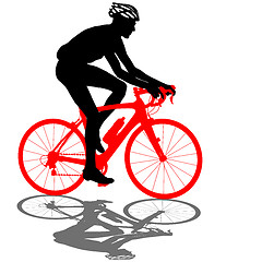 Image showing Silhouette of a cyclist male.  illustration.