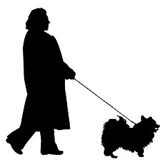 Image showing Silhouette of people and dog. illustration.