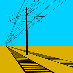 Image showing Railroad overhead lines. Contact wire. illustration.