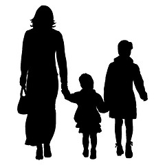 Image showing Black silhouettes Family on white background. 