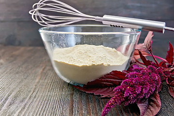 Image showing Flour amaranth in glass bowl on board