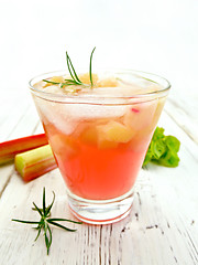 Image showing Lemonade with rhubarb and rosemary on light board