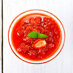 Image showing Dessert strawberry-vanilla on board top