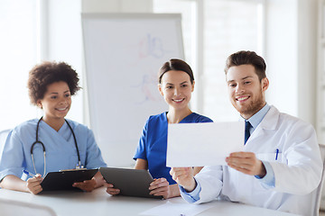 Image showing group of happy doctors meeting at hospital office