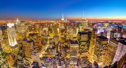 Image showing New York City Manhattan downtown skyline.