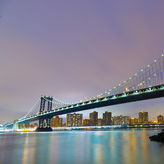 Image showing Manhattan bridge at dusk, New York City.