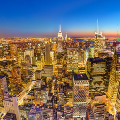 Image showing New York City Manhattan downtown skyline.