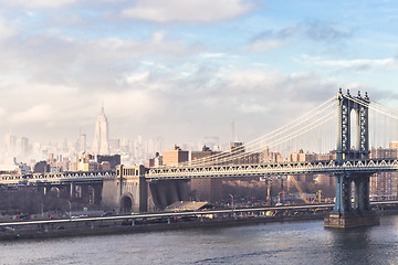 Image showing Manhattan bridge at dusk, New York City.