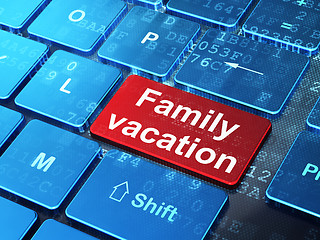 Image showing Travel concept: Family Vacation on computer keyboard background