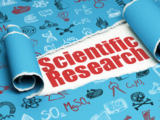 Image showing Science concept: red text Scientific Research under the piece of  torn paper