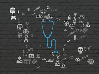 Image showing Medicine concept: Stethoscope on wall background