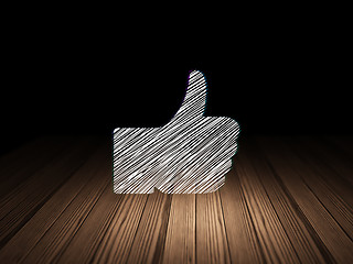 Image showing Social network concept: Thumb Up in grunge dark room