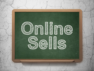 Image showing Marketing concept: Online Sells on chalkboard background