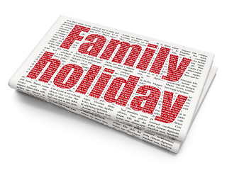 Image showing Vacation concept: Family Holiday on Newspaper background