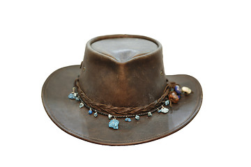 Image showing Old Leatherhat with semi precious stones