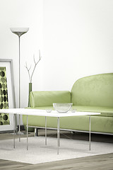 Image showing green sofa in a white room