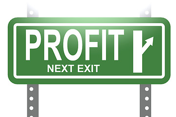 Image showing Profit green sign board isolated