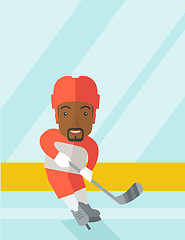 Image showing Hockey player at rink.