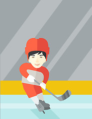 Image showing Hockey player at rink.