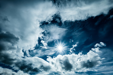 Image showing sky with clouds and sun