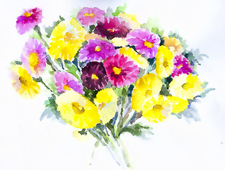 Image showing Bouquet of asters on a white background