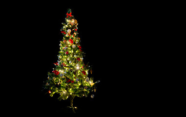 Image showing beautiful decorated and illuminated christmas tree