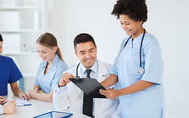 Image showing group of happy doctors meeting at hospital office