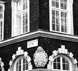 Image showing in europe london old red brick wall and  historical window