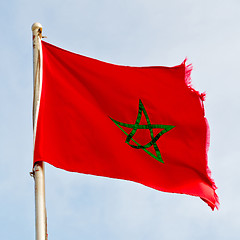 Image showing tunisia  waving flag in the blue sky  colour and wave