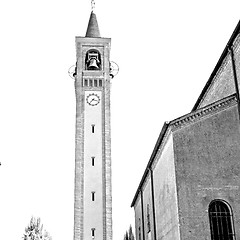 Image showing  building  clock tower in italy europe old  stone and bell