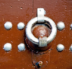 Image showing brown  morocco in africa the old wood  facade home and rusty saf