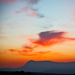 Image showing mountain in morocco africa lans and red sunrise