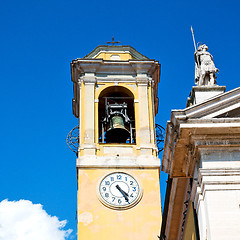 Image showing  building  clock tower in italy europe old  stone and bell