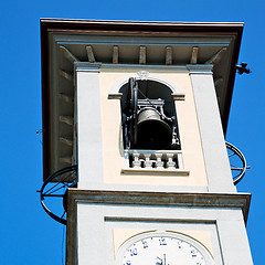 Image showing  building  clock tower in italy europe old  stone and bell