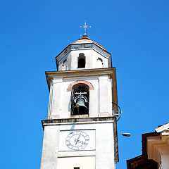 Image showing  building  clock tower in italy europe old  stone and bell