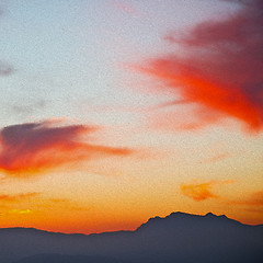 Image showing mountain in morocco africa lans and red sunrise