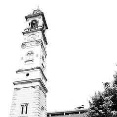 Image showing  building  clock tower in italy europe old  stone and bell