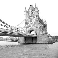 Image showing london tower in england old bridge and the cloudy sky