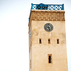 Image showing old brick tower in morocco africa village and the sky