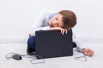 Image showing Boy using his laptop computer