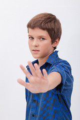 Image showing Handsome boy doing stop sign