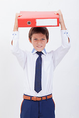 Image showing The boy with folders 