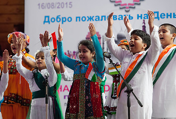 Image showing Kids of Center of India folk art sing a song