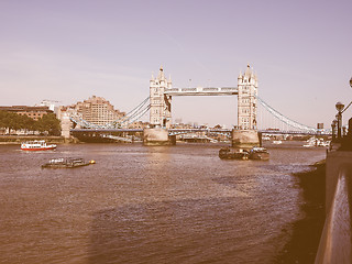 Image showing Retro looking Tower Bridge in London