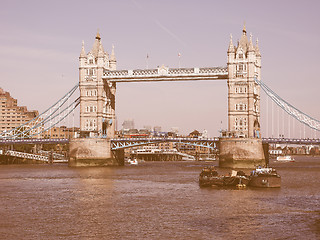 Image showing Retro looking Tower Bridge in London