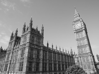 Image showing Black and white Houses of Parliament in London