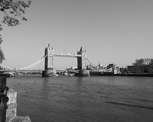 Image showing Black and white Tower Bridge in London