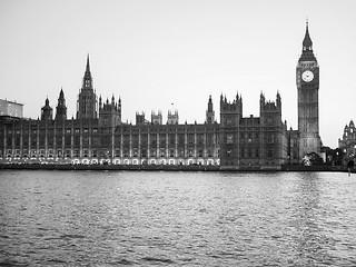 Image showing Black and white Houses of Parliament in London